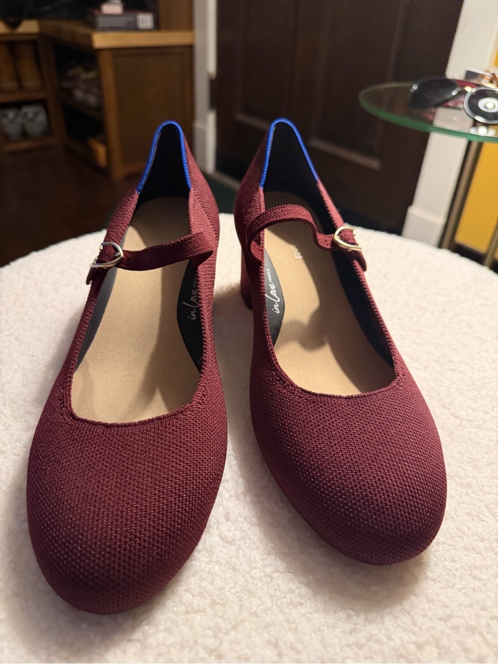 Rothy’s- Women's Mary Jane Knit Flats in Burgundy - Picture 6 of 6
